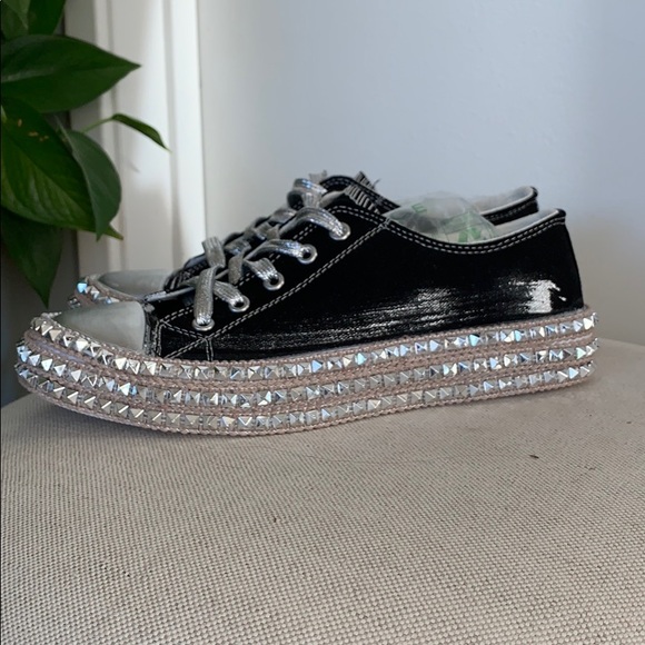 Scarpi’s Black/Silver Studded Sneakers - Picture 2 of 6
